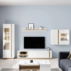 Möbelwand Adria II weiß glänzend / Eiche grandson modernes Design passt perfekt in jede Einrichtung