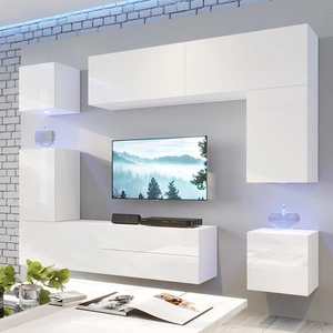 Zista weiß / weiß glänzende Schrankwand Äußerst stilvolle Schrankwand Einfache Möbelstücke, die zu jeder Einrichtung passen