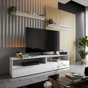 RTV Schrank Plisii 172 cm weiß / weiß glänzend mit Aufhängung und Einlegeböden stilvolles Design, das zu jeder Einrichtung passt