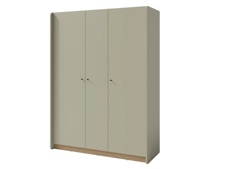 Kleiderschrank Olivio 145 cm Eukalyptus / Balkoneiche dune modernes Design schwarze Griffe ABS-Finish