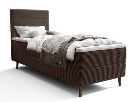 Boxspringbett Totti 90x200 braun stilvolles Bett mit Bettzeug Lagerung dreidimensionalen Stoff mit ausdrucksstarken Streifen