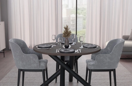 Runder Tisch Lyon 110 cm wisconsin nussbaum / schwarz designer esstisch metall spinne beine höhenverstellung