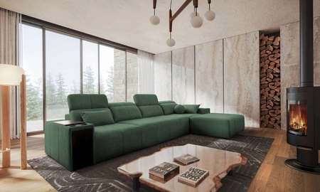 Ecksofa mit Schlaffunktion Tesalia XII mint rechts modernes Design komfortable Schiebe-Rückenlehne Schublade in der Seite des Möbels