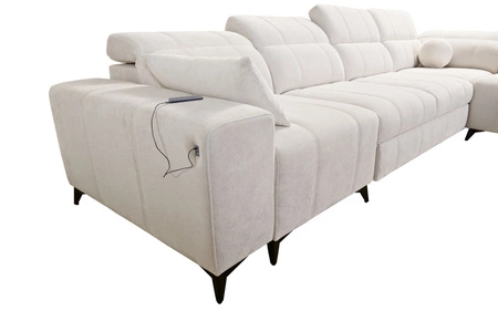 Ecksofa mit Schlaffunktion Penejos XI beige rechtsseitiges bequemes Ecksofa mit verstellbaren Kopfstützen und zwei Bettkästen