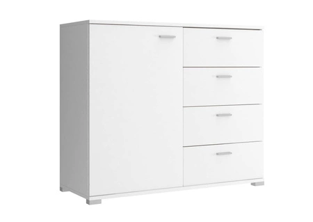 Kommode Sand 100 cm weiß modernes Möbeldesign Kommodenkanten mit speziellem ABS-Furnier verarbeitet