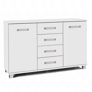 Kommode Maximus 138 cm weiß modernes Möbeldesign Kommodenkanten mit speziellem ABS-Furnier verarbeitet