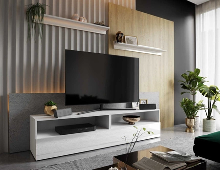 RTV Schrank Plisii 172 cm weiß / weiß glänzend mit Aufhängung und Einlegeböden stilvolles Design, das zu jeder Einrichtung passt