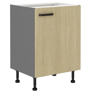 Chevron 60 D 1F BB Steh-Küchenschrank mit Regal Fischgräten-Dekorfront feuchtigkeits- und beschädigungsbeständiger Schrank