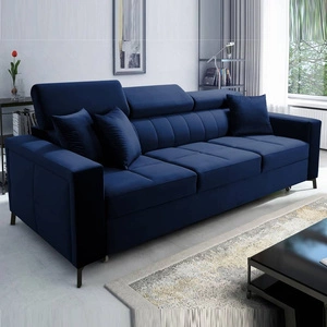 Sofa mit Schlaffunktion Nausa Dunkelblau mit verstellbaren Kopfstützen widerstandsfähig gegen Abrieb und Kratzer bequem zum Entspannen