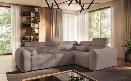 Ecksofa mit Schlaffunktion Cantare II dunkelbeige rechte Seite bequemes Ecksofa für Wohnzimmer mit stilvollem Charakter weicher Stoff