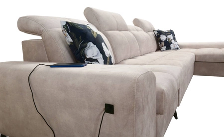 Ecksofa mit Schlaffunktion Buffalo XII oliv rechts stilvolles und funktionelles Ecksofa mit Bettzeugcontainer
