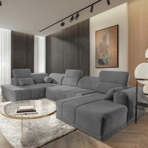 Ecksofa mit Schlaffunktion Cetara VI grau rechte Seite komfortables und stilvolles Ecksofa mit verschiebbaren Rückenlehnen