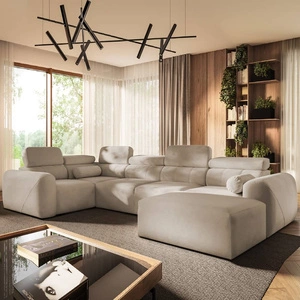 Ecksofa mit Schlaffunktion Cantare IV beige rechts Sorgfältig verarbeitetes Ecksofa für das Wohnzimmer bietet Komfort und Bequemlichkeit