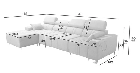 Ecksofa mit Schlaffunktion Castel XII beige linke Seite stilvolles und bequemes Ecksofa für Wohnzimmer funktionelle verstellbare Kopfstützen