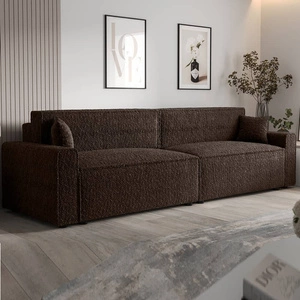 Klappsofa Brandon XL Bis braun moderner Designstoff mit ausgeprägter Schleifenoberfläche Bettzeugbehälter