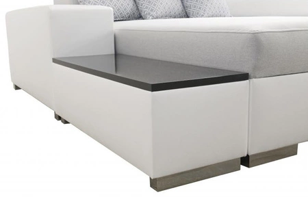 Ecksofa mit Schlaffunktion Provo schwarz links Ecksofa mit Bettzeugablage und Funktionsauszug