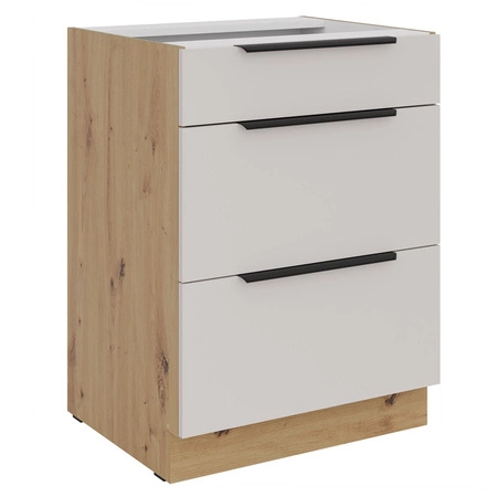 Küchenmöbelset Soela 330 cm elegante Küchenschränke in dezenten und natürlichen Farben Griffe mit Metallkante