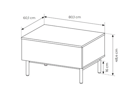 Clovis Couchtisch schwarz / Eiche evoke elegantes Design Couchtisch mit geräumigen Schublade auf einem stabilen Sockel gesetzt