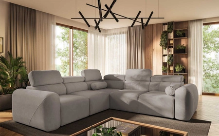Ecksofa mit Schlaffunktion Cantare III grau Esche links komfortables und stilvolles Ecksofa für das Wohnzimmer zwei Container für Bettzeug