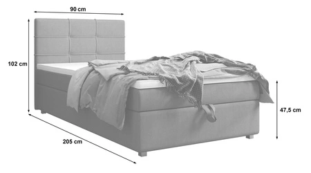 Boxspringbett Fresno 90x200 schwarz im modernen skandinavischen Stil mit gepolstertem Kopfteil Bett mit Staukasten