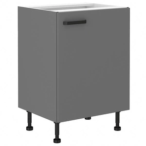 Stehender Küchenschrank mit Regal Verdi 60 D 1F BB feuchtigkeits- und beschädigungsbeständiger Schrank schwarze Metallgriffe