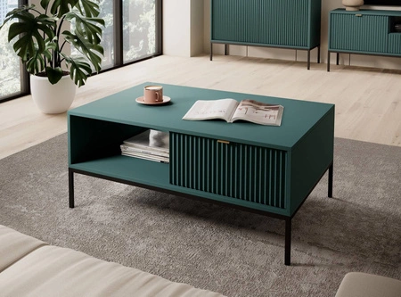 Couchtisch Lovro pastellgrün mit Schubladen modernes Design auslaufsichere Platte