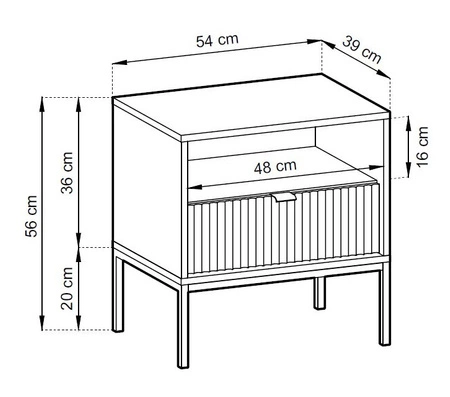 Lovro Nachttisch mit Schublade grau geschmackvoll geriffelt Dekor ideal Schlafzimmer Schrank Goldkante Griff