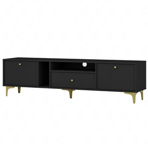 RTV Kioto I 180 cm schwarz graphit eleganter Schrank in zeitlosen Farben dezente Goldgriffe