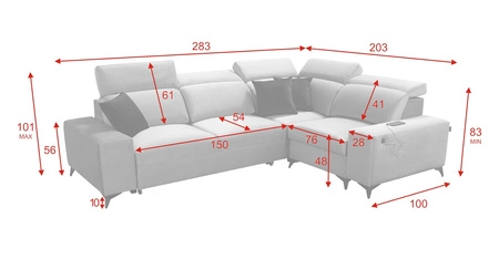 Ecksofa mit Schlaffunktion Kelly Sleek II braun rechte Seite elegantes Ecksofa für Wohnzimmer aus strapazierfähigem Webstoff