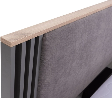 Möbelset für Schlafzimmer Estan Eiche hell / anthrazit Zeitloses Design Schlafzimmermöbel-Set geräumiger Schiebeschrank mit Spiegel