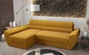 Ecksofa mit Schlaffunktion Fogu III Honig-Gelb links Stilvolles Ecksofa mit Armlehnen und Bettzeugablage Kordelstoff