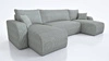 Ecksofa mit Schlaffunktion Fiesta U hellgrau stilvolles Ecksofa mit interessanter Form strapazierfähiger Kordstoff Bettkasten