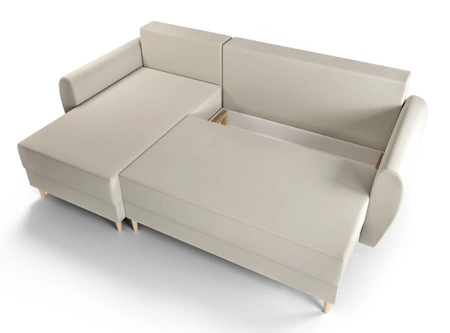 Ecksofa mit Schlaffunktion Rovigo creme links elegantes Ecksofa in skandinavischer Form großer Bettkasten