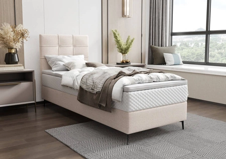 Boxspringbett Irvine 80x200 beige Stilvolles Bett mit Bettzeugablage und hohem Kopfteil besticht durch sein elegantes Design