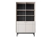 Bücherregal Modesta 104 cm beige einfache Form in gedeckten Farben dezente Metallgriffe Bücherregal mit Türen im japanischen Stil