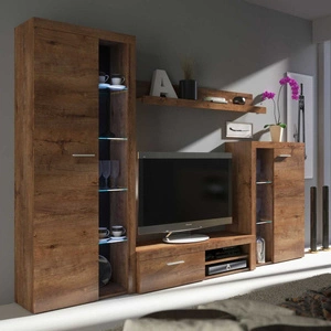 Rene Schrankwand Eiche lefkas innovatives Design moderne Anordnung von elegantem Charakter mit umfangreicher Funktionalität