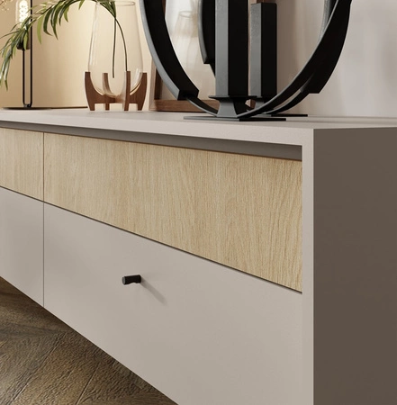 RTV-Schrank Cappo 164 cm sandbeige / Eiche geölt Stilvoller TV-Schrank mit trendigem Design und dezenten Farben