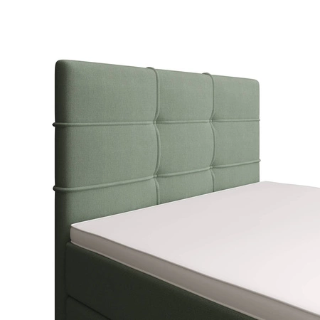 Boxspringbett Fresno 90x200 mintgrün modern skandinavischen Stil mit gepolstertem Kopfteil Bett mit Staukasten