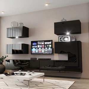 Sidari schwarz / schwarz glänzend Wohnwand Äußerst stilvolle Wohnwand Optisch attraktiv und funktional