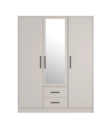 Kleiderschrank mit Spiegel Caspe 150 cm beige modernes Design ABS-Finish und Aluminiumgriffe