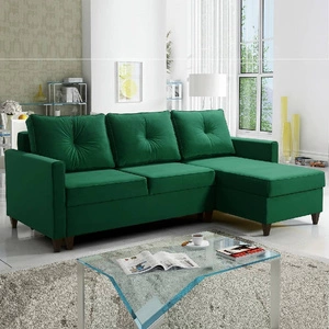 Ecksofa mit Schlaffunktion Terni Flasche grün rechts Praktisches und funktionelles Ecksofa mit geräumigen Behältern für Bettzeug