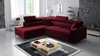 Ecksofa mit Schlaffunktion Nausa III burgunderrot links Samt stilvolles bequemes Ecksofa verstellbare Kopfstützen Bettzeug Container