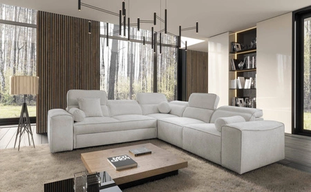 Ecksofa mit Schlaffunktion Viano III graue Esche rechtes Ecksofa mit Bettcontainern perfekt für moderne Interieurs