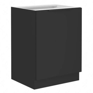 Stehender Küchenschrank mit Regal Schwarz 60 D 1F BB Metallkantengriff feuchtigkeits- und beschädigungsbeständiger Schrank