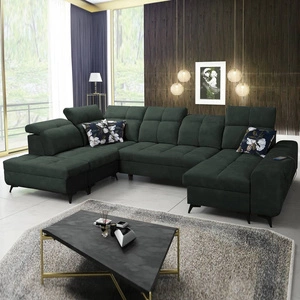 Ecksofa mit Schlaffunktion Buffalo VI grün rechtsseitig funktionelles und stilvolles Ecksofa mit drei Bettkästen