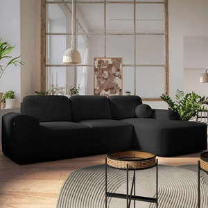 Ecksofa mit Schlaffunktion Arbon schwarz rechte Ecke modernes Design mit markanter Form weicher Stoff