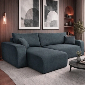 Ecksofa mit Schlaffunktion Fiesta dunkelgraues Universal Ecksofa mit Plüschstoff-Bettkasten