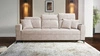 Sofa mit Schlaffunktion Laredo beige bequemes und stilvolles Sofa für das Wohnzimmer mit verstellbaren Kopfstützen zarten Veloursstoff