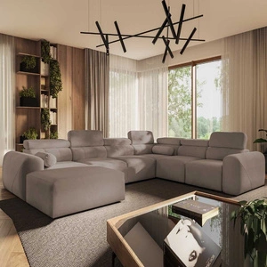 Ecksofa mit Schlaffunktion Cantare VIII dunkelbeige links geschmackvolles Ecksofa mit verstellbaren Kopfstützen Bettzeugcontainer