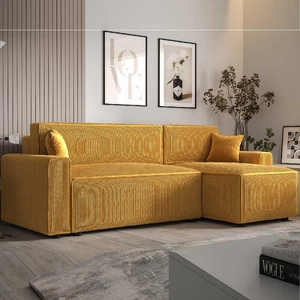 Ecksofa mit Schlaffunktion Brandon Bis honey right dreidimensionaler Stoff mit ausdrucksstarken Streifen Bettkasten